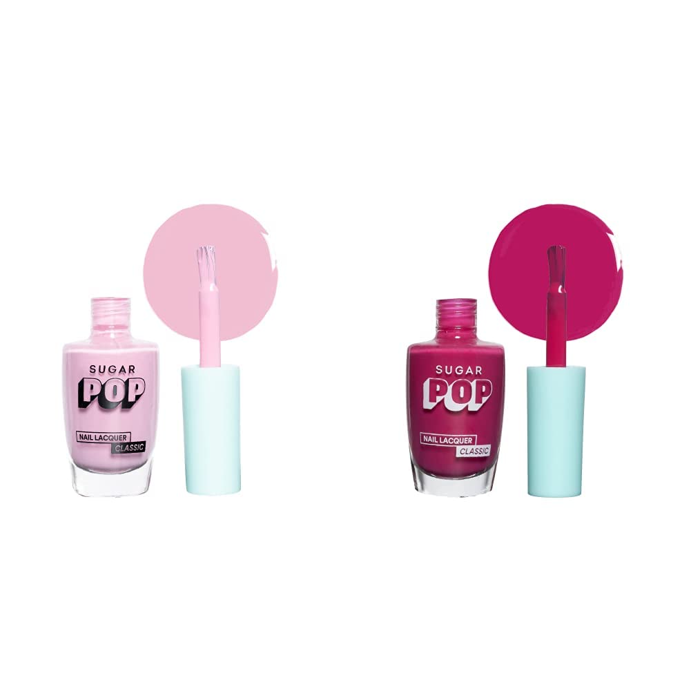 SUGAR POP Nail Lacquer - 02 Bubblegum Dreams & 10 Call Me Hot 10 Ml - Dries In 45 Seconds - Quick-Drying, Chip-Resistant, Long-Lasting Glossy Finish High Shine Nail Enamel/Polish.