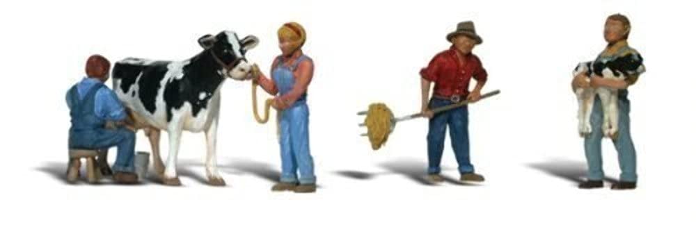 Woodland Scenics HO Scale Scenic Accents Figures/People Dairy Farmers/Cow (5)