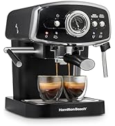 Hamilton Beach Slide & Lock Espresso Machine With Milk Frother Steam Wand For Cappuccino & Latte,...