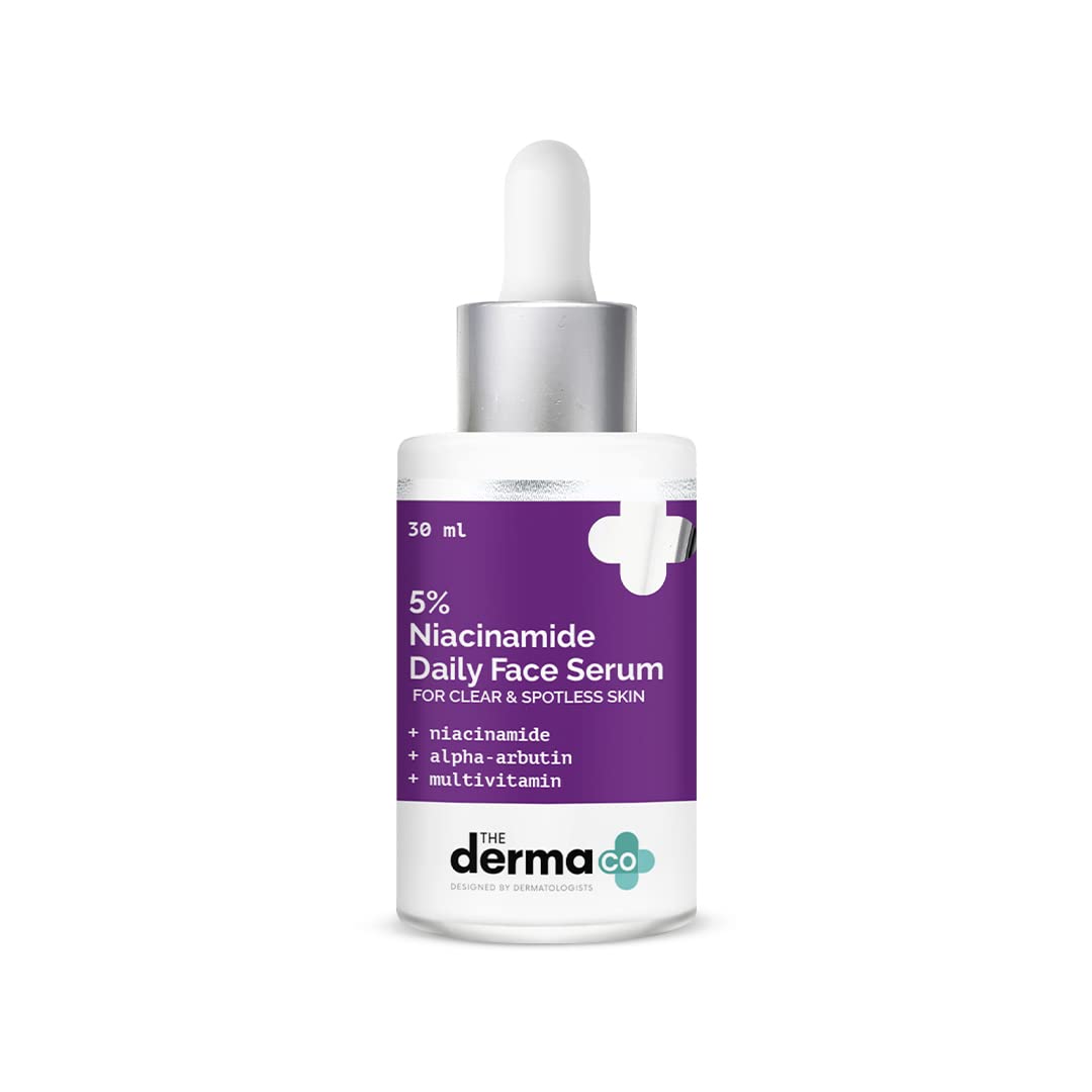 The Derma Co 5% Niacinamide Daily Face Serum with Alpha Arbutin & Multivitamin for Clear & Spotless Skin - 30ml