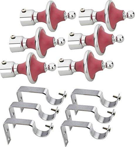 Madhuli Stainless Steel Curtain Finial with Brackets - Pack of 6