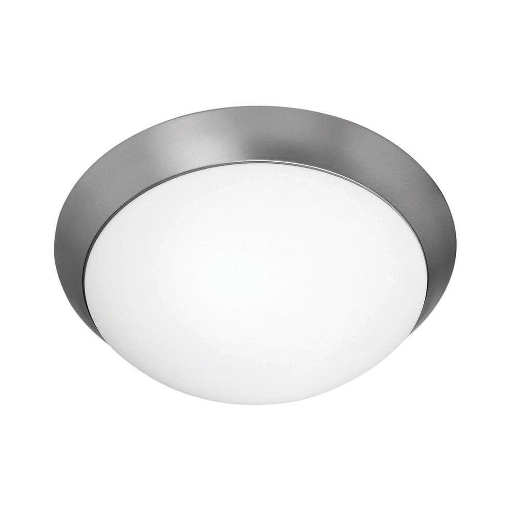 Cobalt - 2-Light 13"dia Flush Mount - Brushed Steel Finish - Opal Glass Shade