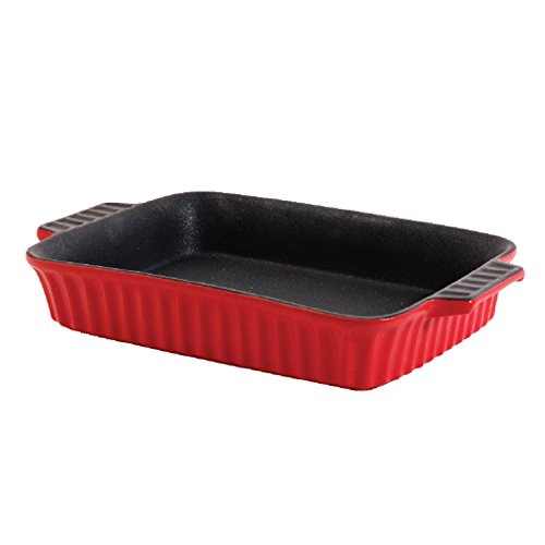 Crock Pot 114310.01RM Gibson Home Denhoff 10" Rectangular Casserole Dish, Red