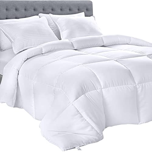 Utopia Bedding Comforters King Size, All Season Duvet Insert, Down Alternative Box Stitched Bed Comforter with Corner Tabs, Machine Washable (White)