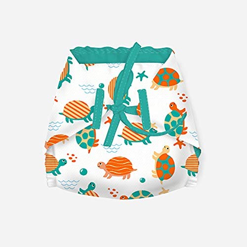 SNUGKINS Dry Feel Padded Langot/Nappies for New Born Baby 6-9 Months | 100% Pure Cotton Cloth Nappies | Washable & Reusable | Tiny Turtles Pack of 1