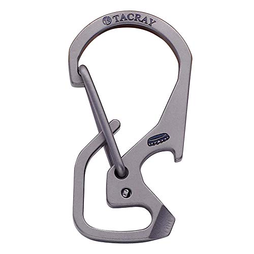 quick bottle opener - TACRAY Compact Titanium EDC Keychain Clip, Small Carabiner keychain holder, Anti-lost Quick Released Backpack Hook with Multitool as Bottle Opener and Flat Screwdriver