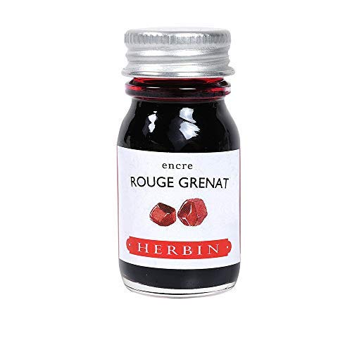 Herbin11529T - 10ml bottle of ink for fountain pens and roller pens (product without packaging - zero waste objective), Rouge grenat/Garnet red