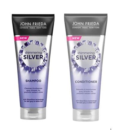 Shimmering Silver Shampoo (250ml) and Shimmering Silver Conditioner (250ml) by John Frieda for Dull Grey Hair