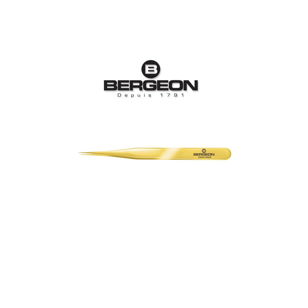 BergeonBergeon 7029-1AM-GF Gold Flash Brass Tweezers Watchmaker Tools