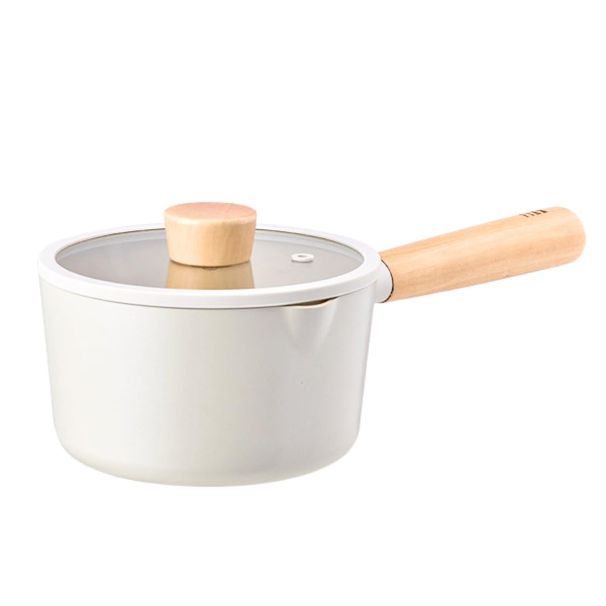 NeoflamFIKA 1.5QT Milk Pan with 2 Pour Spouts, Butter Warmer, Milk Boiling, Melting Pot for Stovetops and Induction, Wood Handle, Made in Korea (6" / 16cm)