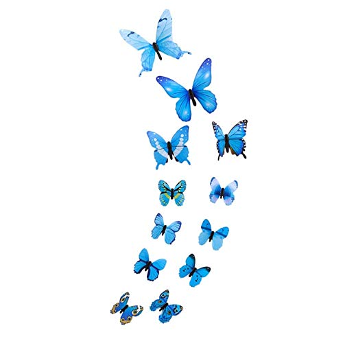 Wall Stickers - 12pcs Luminous Butterfly Wall Stickers Decorations 3D Rainbow Stickers wall decor Animals Refrigerator Stickers Home Decor (BU)