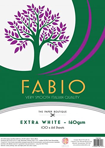 Fabio 100 x A4 Sheets, Extra White Cards, 160 GSM