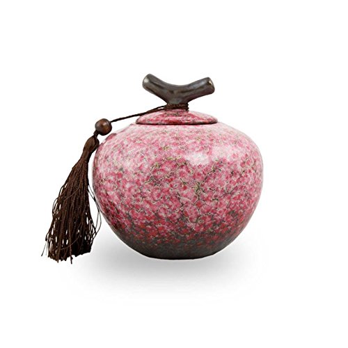 OneWorld Memorials Branch Ceramic Keepsake Urns - Extra Small - Holds Up to 20 Cubic Inches of Ashes - Sakura Pink Cremation Urn for Ashes - Engraving Sold Separately