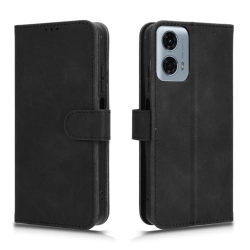 PEIYE Hülle für Motorola Moto G34 5G, Klappbar Lederhülle Flip Cover Case, Wallet Schutzhülle Handyhülle mit Kartenfach und Geldfach, Magnetverschluss, Standfunktion, TPU-Innenteil, (Schwarz)