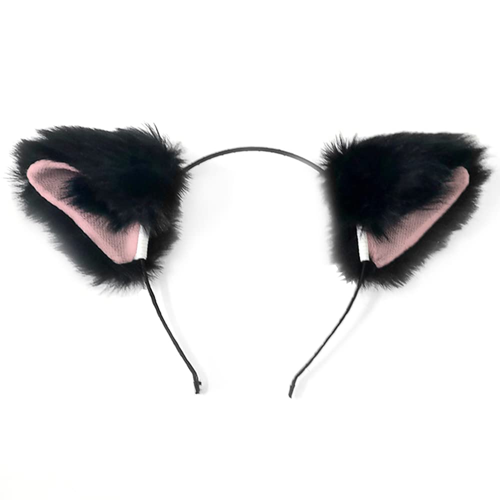 SheiconNeko Cat Ears Headband Kitty Ear Hair Clip Headwear For Cosplay Costume Halloween Party Fancy Dress Color Black Pink