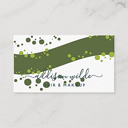 Custom Premium Business Cards - Set of 200 custom business card design; Opaque, Matte－5.Green stripe wave point design