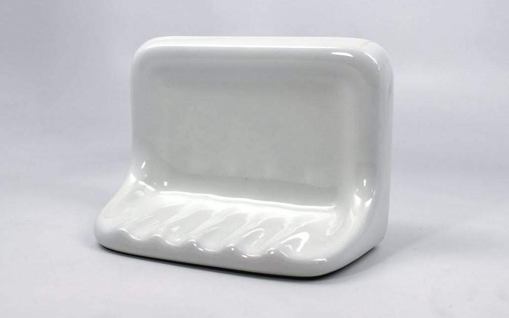 Squarefeet Depot Bath Accessory Shower Soap Dish White Ceramic Thinset Mount 6-1/2" x 4-7/8"