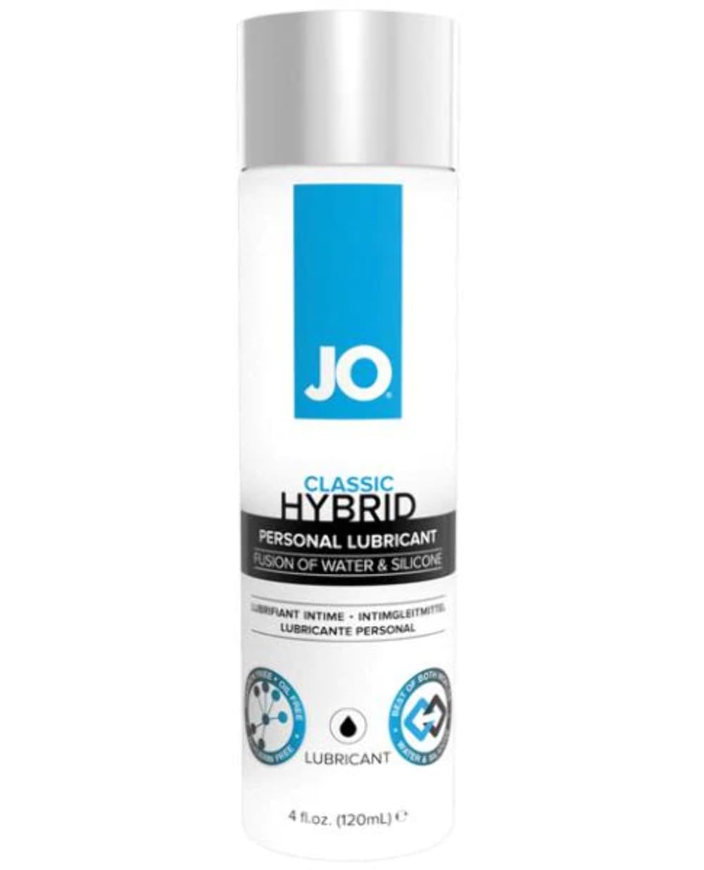 JOClassic Hybrid Original Lubricant, Sex Lube for Men, Women and Couples, Compatible with Natural Latex and Polyisoprene Condoms, 120 ml