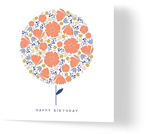 Happy Birthday Flower - Birthday Card - Made from Recycled Materials - Greeting Cards for Friends, Family, Loved Ones - Made by UK Independent Artists - Compostable Packaging