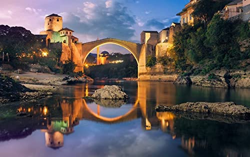 Painting Arch Bridge Mostar Neretva River Colour Talk Painting By Numbers Diy Unique Canvas Oil Painting Kit Digital Painting