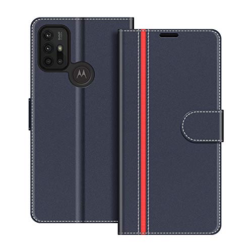 COODIO Handyhülle für Motorola Moto G30 Handy Hülle, Motorola Moto G30 Hülle Leder Handytasche für Motorola Moto G30 / Moto G10 Klapphülle Tasche, Dunkel Blau/Rot