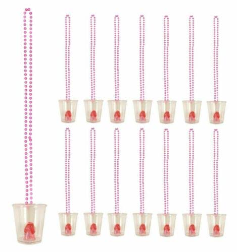 We Personalize 10 Hen Party Pink Shot Glasses, Hen Night Accessories Supplies with Free Bride to be Badge