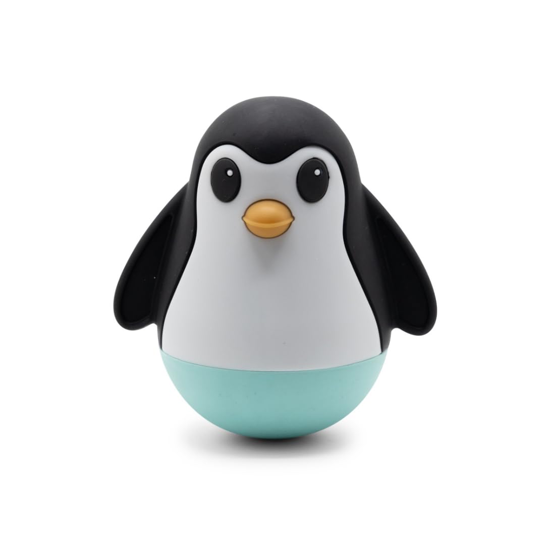 Jellystone Designs Penguin Wobble Soft Mint, High Contrast Roly-Poly Toy for Babies