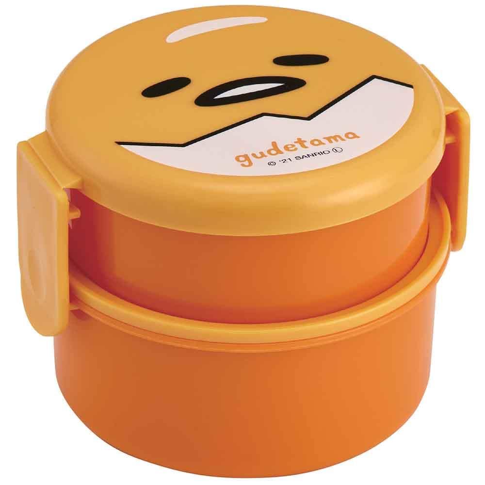 SkaterONWR1-A Round Lunch Box, 16.9 fl oz (500 ml), With Fork, Gudetama Face, Sanrio, Made in Japan