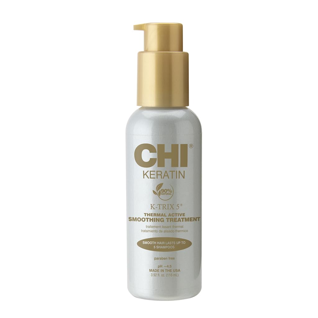 CHI Keratin K-Trix 5 Smoothing Treatment, Hair Serum For Creating Smooth, Frizz-Free Styles That Last, Sulfate, Paraben, & Cruelty-Free, 3.92 Oz