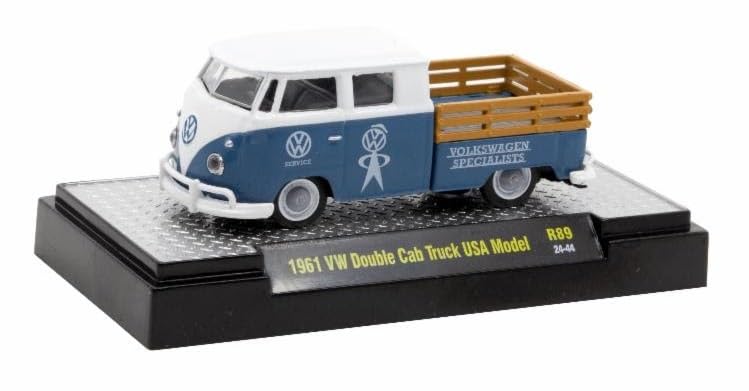 M2 Machines Auto-thentics Trucks 32500-89 1961 V-Dub Double Cab Stake Bed Pickup Truck USA Model 1/64 Scale