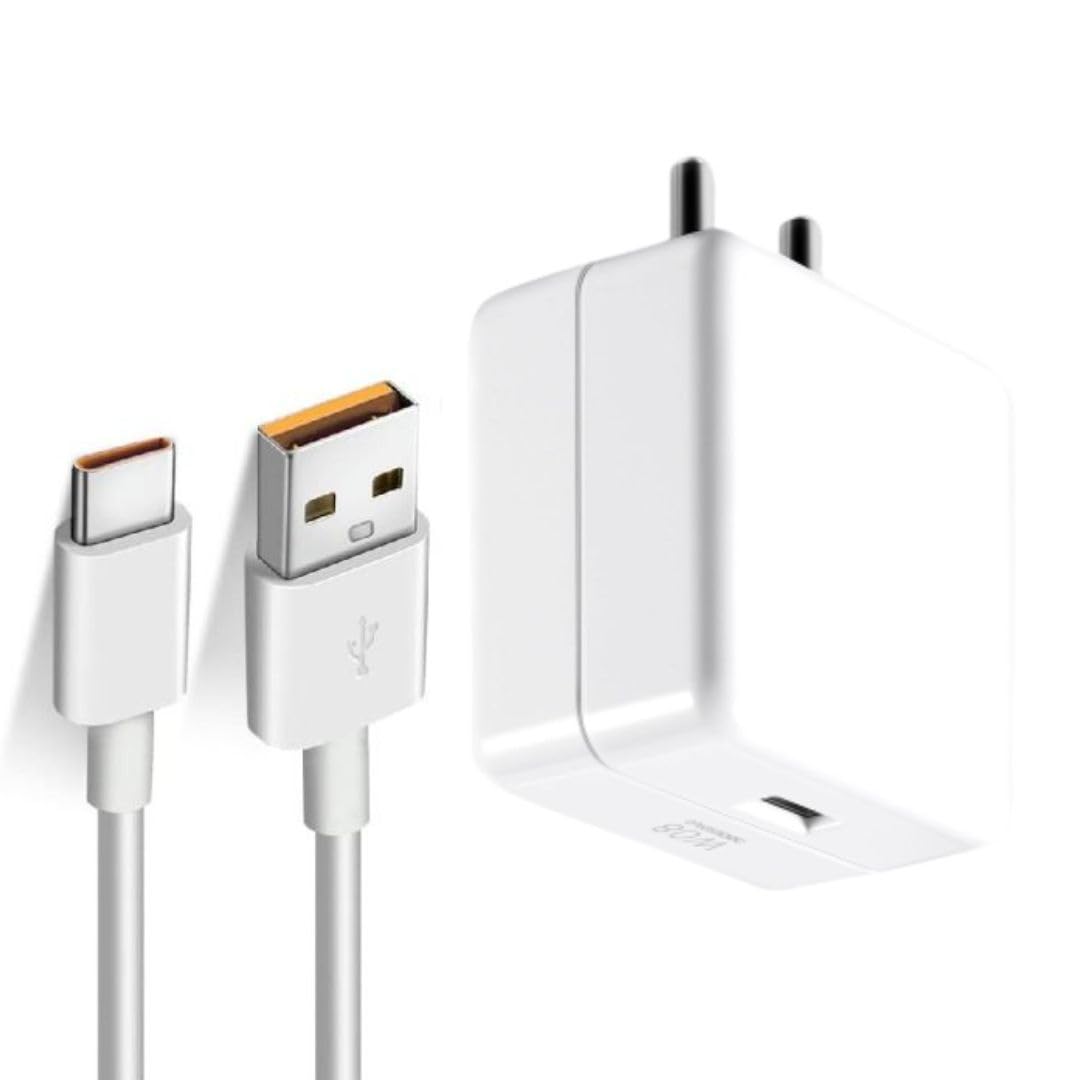 AVAXON 80W SuperVOOC Flash Charging Adapter with USB to Type C Cable Compatible for Oppo Reno 8/Reno 8t/Reno 8 Pro/Reno 9/Reno 9 Pro/Oppo F21/F21s Pro/F17 Pro/F19 Pro/A77/A78 (Adapter and Cable)