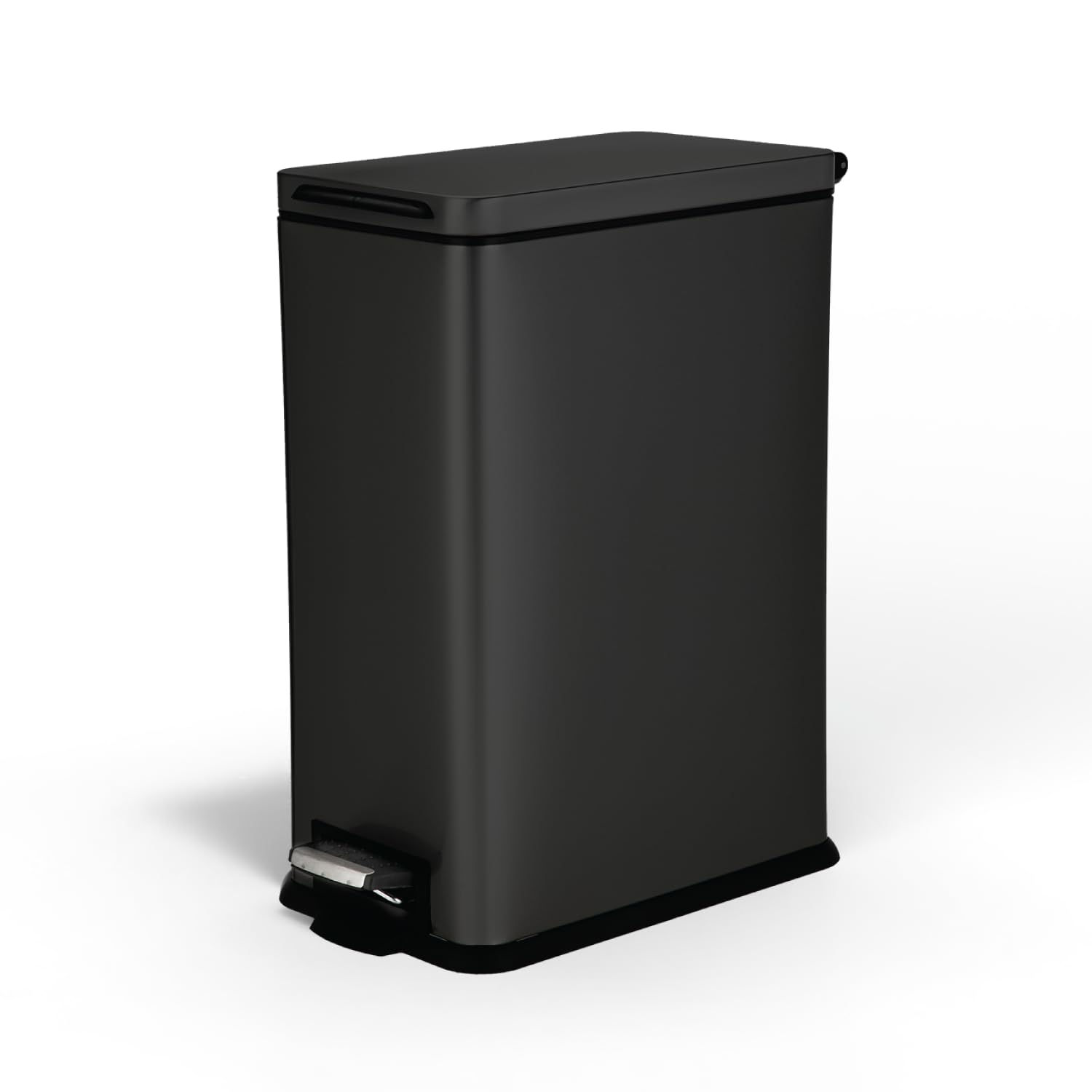 Home Zone Living 4.4 Gallon Slim Kitchen Trash Can, Stainless Steel, Step Pedal, 16.7 Liter, Black