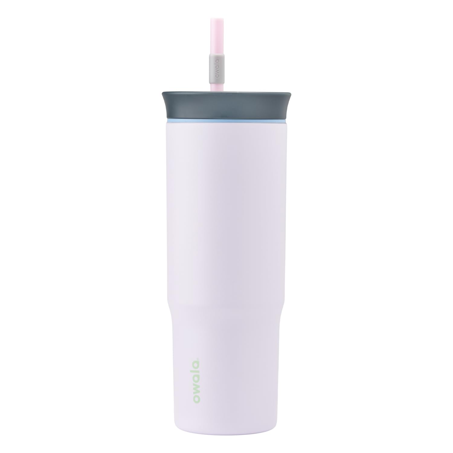 OwalaStainless Steel Triple Layer Insulated Travel Tumbler with Spill Resistant Lid and Straw, BPA Free, 24 oz, Grey/Purple (Bunny Hop)