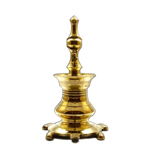 Heribay Panchaloha Mix Bronze Kerala Vastu Vilakku Oil Lamp (9.4 in Height, Golden)