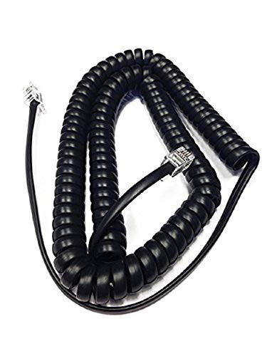 The VoIP Lounge 12 Foot Black Handset Receiver Curly Cord for ESI IVX DFP SBP Digital & SIP IP Model Business Phone