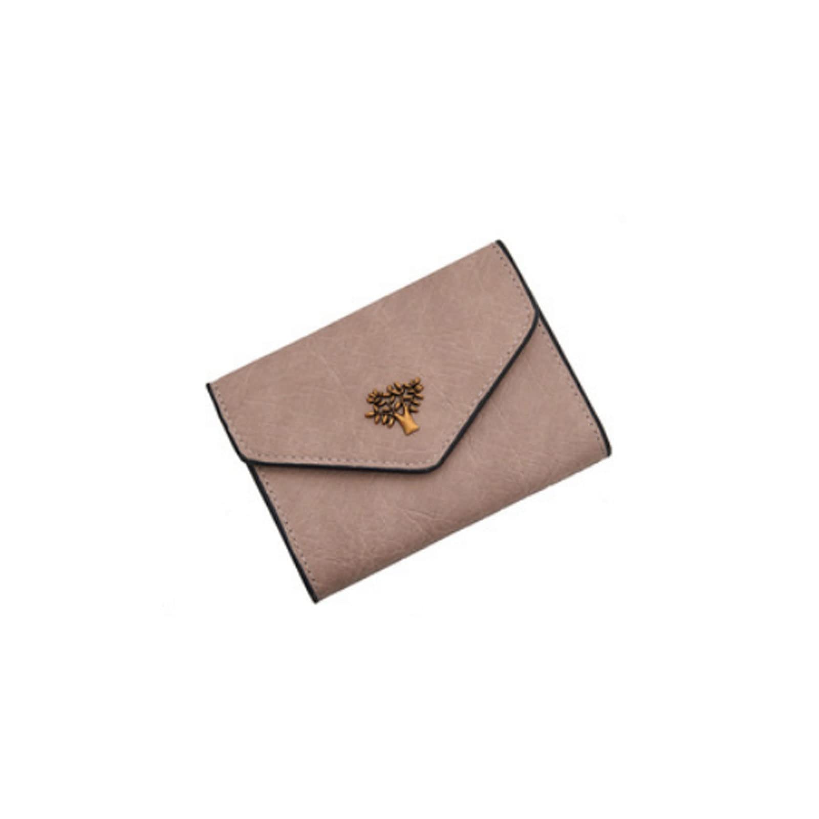 DZX Fashion Wallet,Small Purse Women Wallet Hasp Leaf Mini Small Coin Puress,stylish, Simple (Brown)