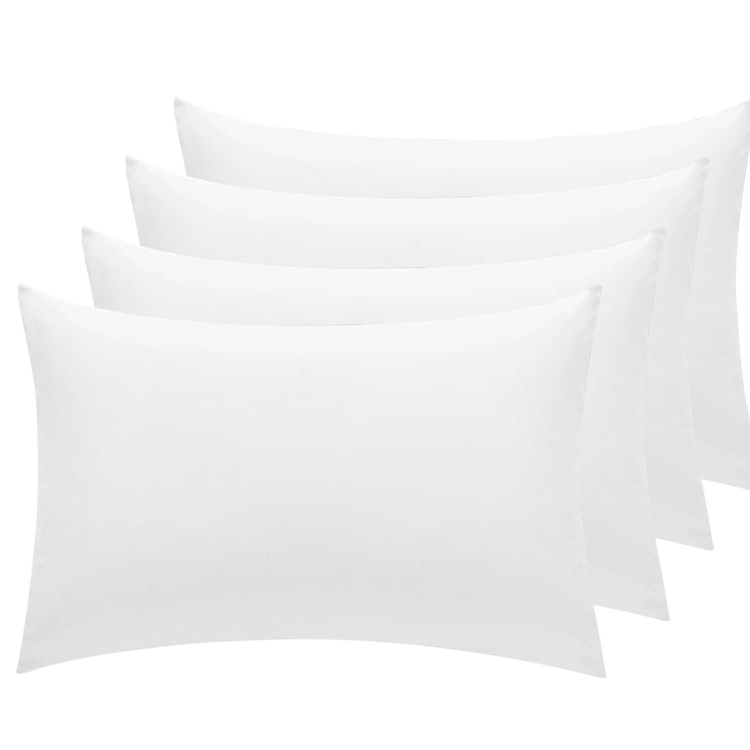 Sunshine Comforts Pillow Cases 4 pack - Egyptian Cotton 200 Thread Count Pillow Cases/Pillow Protectors, Hotel Quality Fabric & Wrinkle free pillows Cover Pack of 4 (Standard 50x75 cm, White)