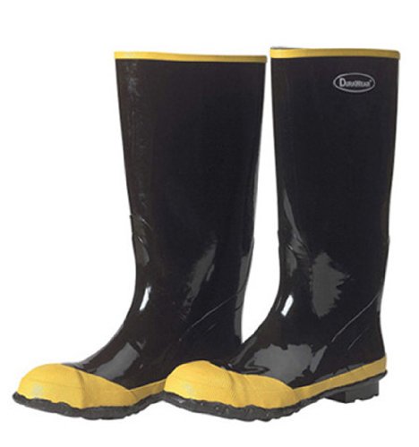 Liberty DuraWear Rubber Fabric Lined Protective Men's Knee Boot with Yellow Steel Safety Toe, 16" Height, Size 13, Black