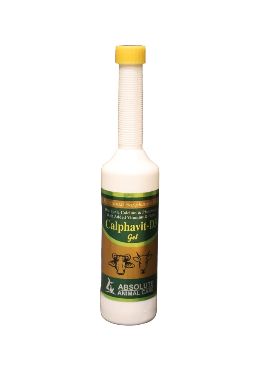 Absolute Animal Care Calphavit D3 Gel – Premium Veterinary Calcium Gel for Poultry, Goats, Buffalo, Cows, Cattle, Horses, Pigs, Sheep & Livestock – 300 ml (Pack of 1 or Pack of 2) (Pack of 1)