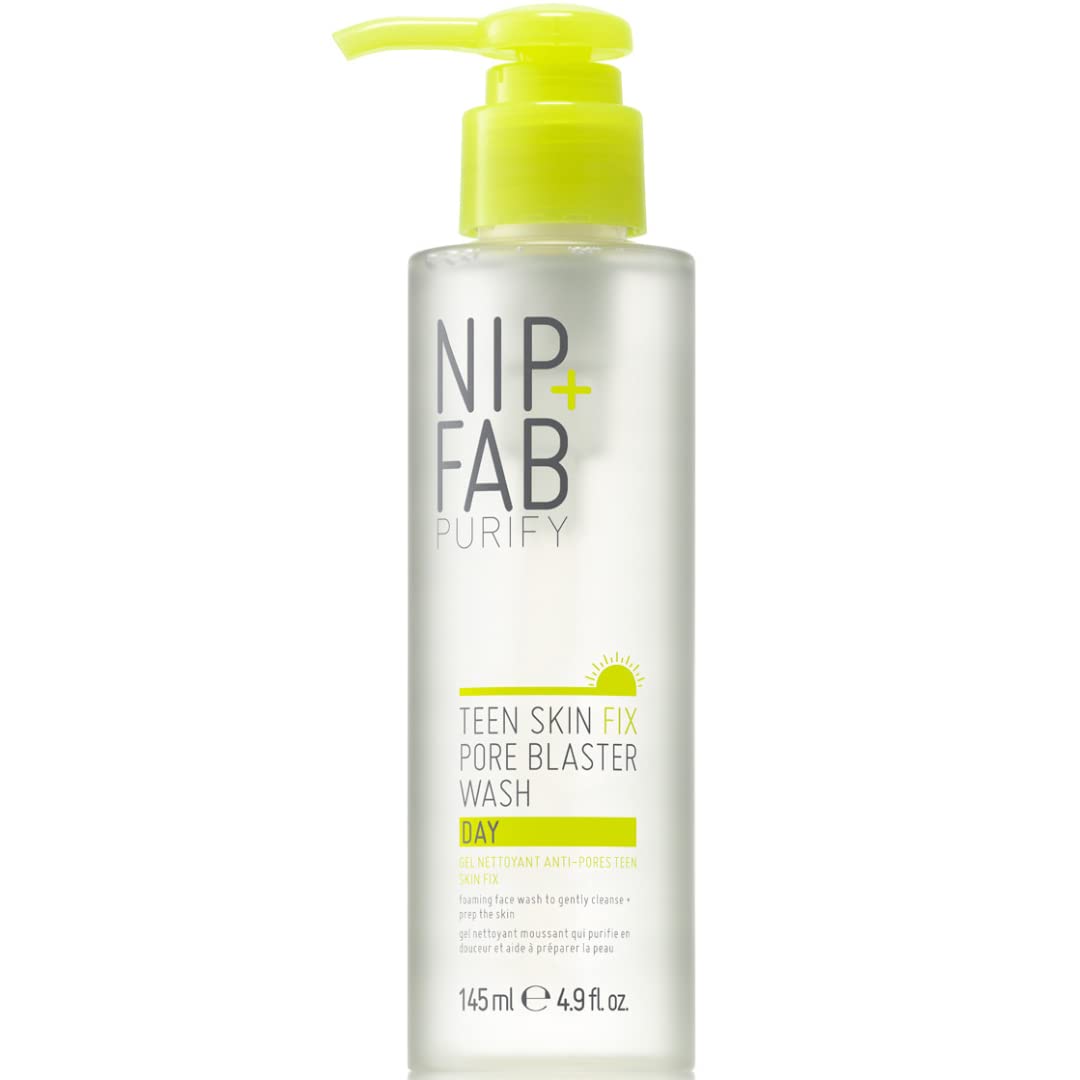 Nip+Fab Teen Skin Fix Pore Blaster Day Face Wash with Wasabi Extract and Vitamin E Cleansing Micellar Gel Facial Cleanser for Oil Control, Refining Minimizing Pores, 4.9 Oz