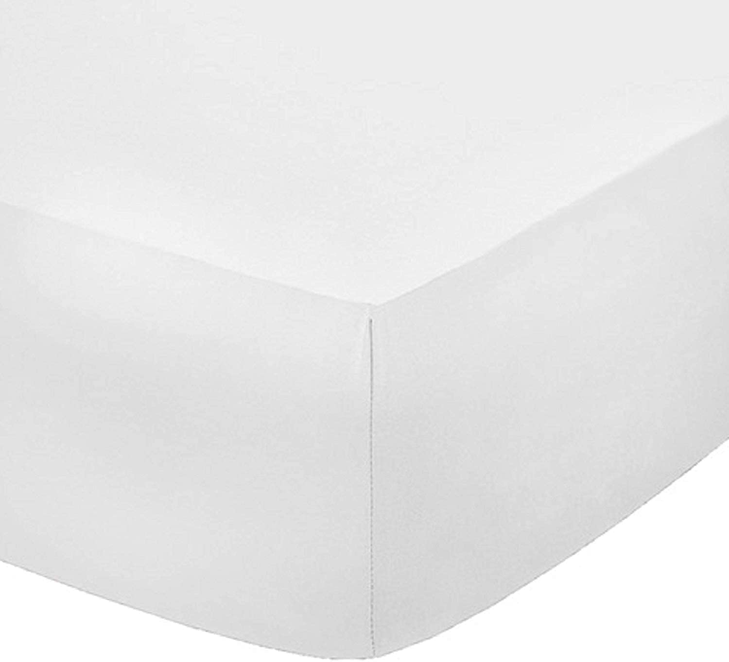 Sleep and Beyond Easy Care 144 Thread Count Percale Deep Fitted Sheet (White, Small Double)