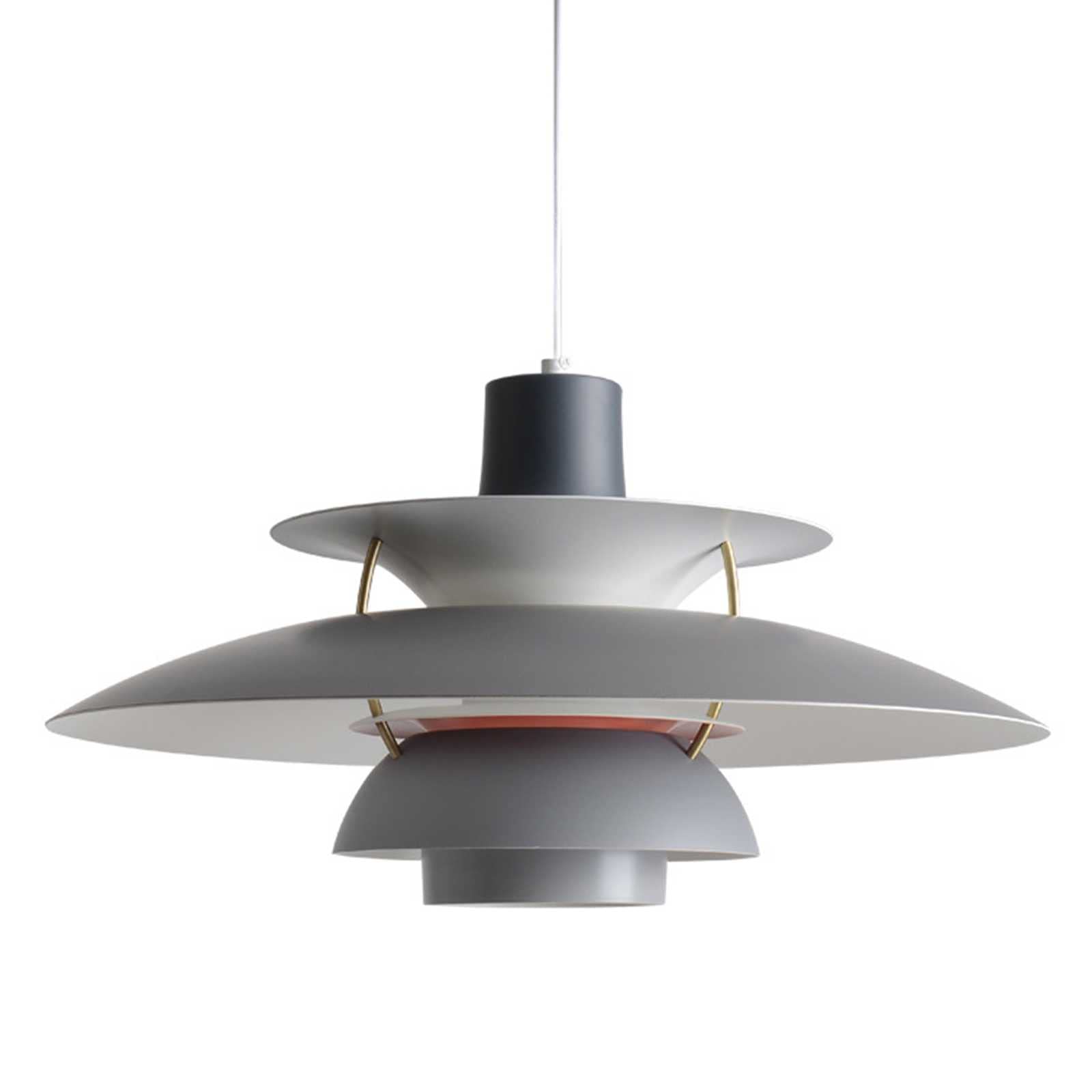 Modern PH5 Pendant Lamp, Matte Grey Chandelier with LED Bulb, Danish Pendant Light, Minimalist UFO Ceiling Lighting 50CM