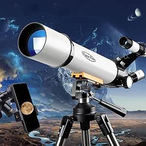 TDOOAstronomical Telescope 70mm Moon/Geographic Telescope Adults/kids Beginners,Kid Telescope Aperture 500mm, Multi-Coated Optics, Telescopes Astronomy Refractor with Tripod, Phone Adapter, Backpack