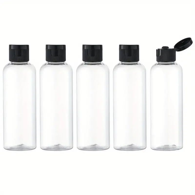 Drake Plastic Travel Bottles, Clear 3.4oz/100ml Empty Lotion Bottle Small Squeeze Bottle Containers with Flip Cap for Shampoo Conditioner Toiletries, Clear, 3.4oz/100ml 5 Pack