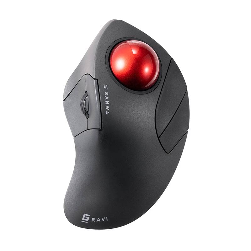 SANWA Bluetooth 5.1 + 2.4 G Wireless Ergonomic Trackball Mouse, Finger Control Roller Ball Mouse, 3 Device Switch, Silent Programmable Buttons, 1000/1600/2400 DPl, Compatible with PC, Windows, MacOS