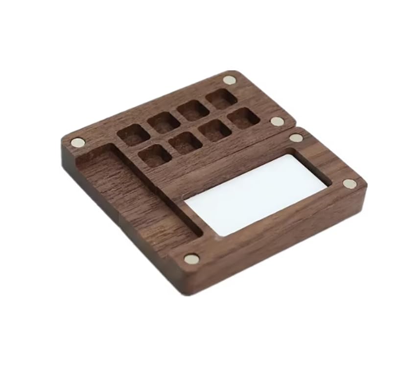 THE WHITE SHOP Portable Watercolor Palette, 8 Color Sketchbook Palette, Wooden Watercolor Palette Box, Travel Paint Palette for Drawing, Come with a Clip (Without Colors)/black walnut