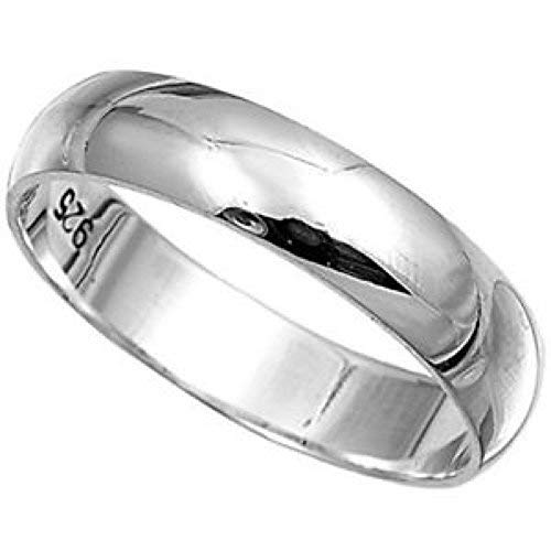 SILVER ROCK JEWELLERYMen's 925 Solid Sterling Silver Polished 4mm wide band ring/Wedding/Thumb Sizes G-Z, sterling-silver, no stone,