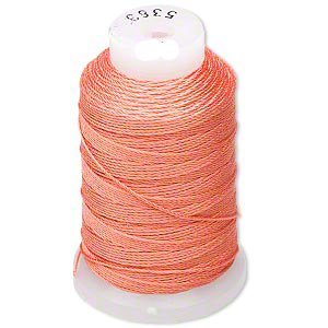 Purely Silk Beading Thread Cord Size Ff Tangerine 0.015 Inch 0.38mm Spool 115 Yards For Stringing Weaving Knotting