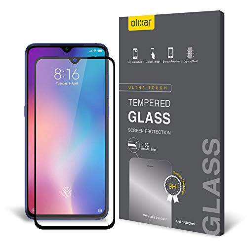 Olixar for Xiaomi Mi 9 Screen Protector Tempered Glass - Shock Proof, Anti-Scratch, Anti-Shatter, Bubble Free, Clear HD Clarity Full Coverage Case Friendly - Easy Application