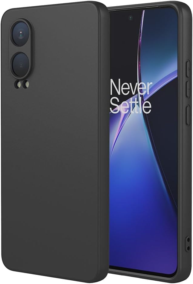 OnePlus Nord CE4 Lite 5G Soft Silicone Gel Rubber Case Shockproof Matte Finish Back Cover Inner Fabric Lining with Camera Protection Case for 1 + Nord CE 4 Lite (Black)